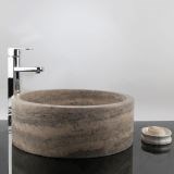 Fürdőszoba mosogató - Ezüst travertin RS-22, 42 x 15 cm
