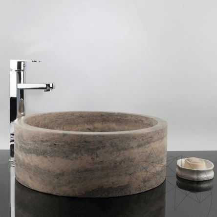 Fürdőszoba mosogató - Ezüst travertin RS-22, 42 x 15 cm