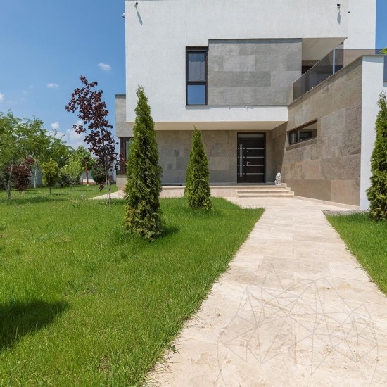 Classic Cross Cut csiszolt és vésett élű travertin, 61 x 40.6 x 3 cm