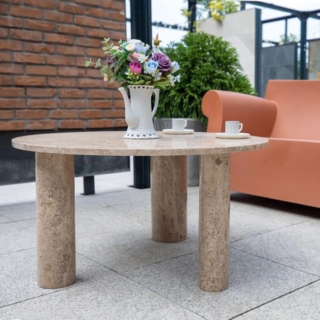 Latte travertin kávéautográf asztal