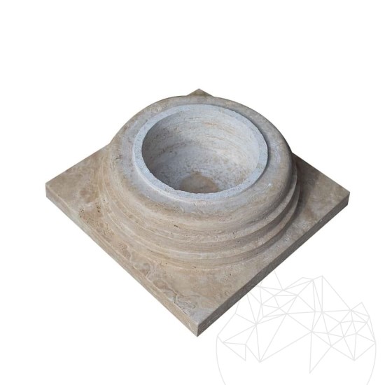 Romano Classic Riven travertin oszlopalapzat, 60 x 60 x 20 cm