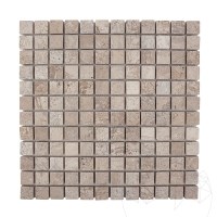 Latte Tumbled Travertin Mozaik, 2.3 x 2.3 cm