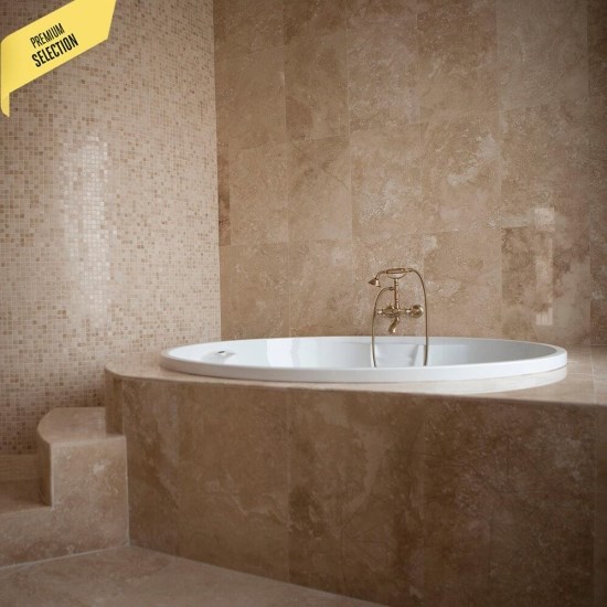 Classic PREMIUM Keresztbe vágott csiszolt Travertin Vakolt, 45.7 x 30.5 x 1.2 cm