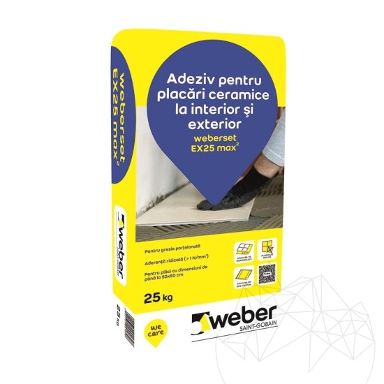 Kerámia burkolólapok ragasztója kül- és beltérre, Weber Set EX25 Max²