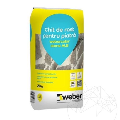 Weber Color Stone White, 20 Kg, Természetes kőből készült rugalmas fal, és padlószéles fugázóhabarcs