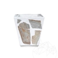 Rusztikus beton ültető 30x40 cm - Rhodos poligonális kővel burkolva | Ideális virágoknak a kertben, teraszon és sikátorban