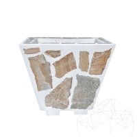 Rusztikus beton ültető, 50x50 cm - Rhodos poligonális kővel burkolva | Ideális virágoknak a kertben, a teraszon