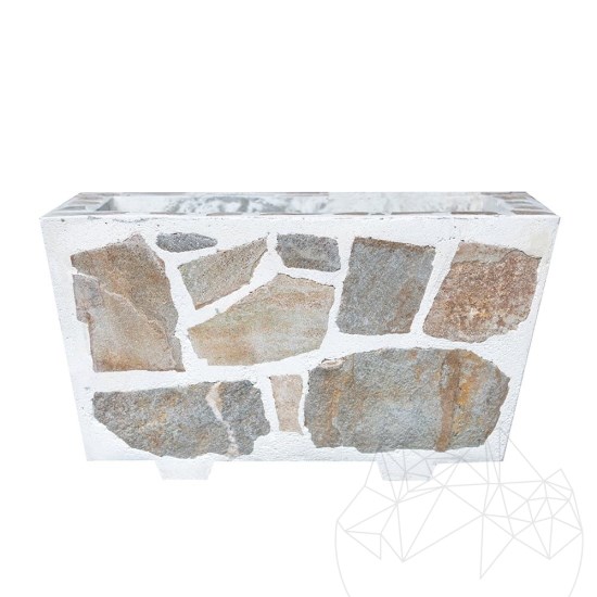 Rusztikus beton ültető, 30x60 cm - Rhodos poligonális kővel burkolva | Ideális virágoknak a kertben, teraszon és sikátorban