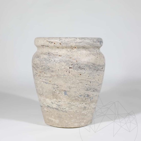 Roma ezüst travertin váza, 30 x 25 x 25 cm