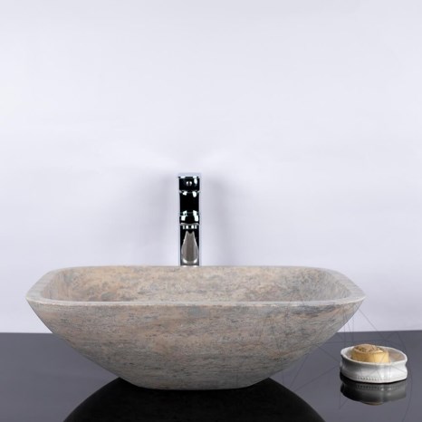 Fürdőszoba mosogató Matia Silver Travertin BRTA, 50 x 40 x 13 cm
