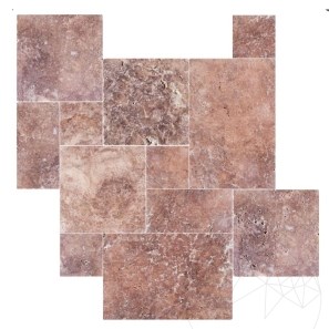 Red Opium Cross Cut Brushed Travertine francia mintás készlet 1,2 cm