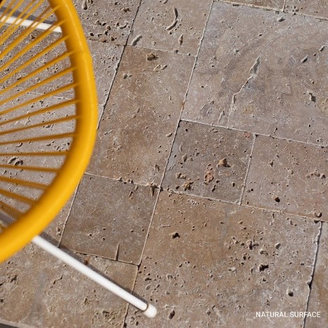 Noce Cross Cut bukdácsolt travertin mini francia mintás készlet, 3 cm