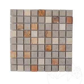 Mozaik 3 x Mix, Travertin Barack/ Mészkő Astoria/Marmura Crema Royal, Periat, 3 x 3 cm