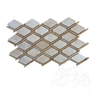 Bézs márvány és sárga labirintus travertin polírozott mozaik, 30,5 x 30,5 cm