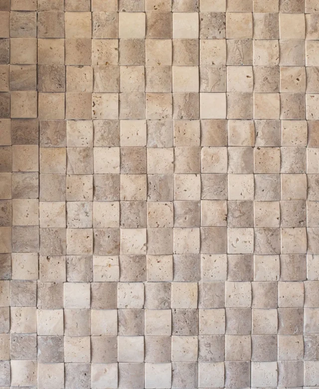 Classic & Noce Tumbled Travertine 3D Párnamozaik, 5 x 5 cm