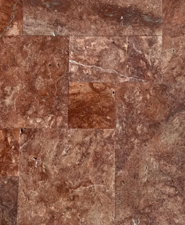 Red Opium Cross Cut Brushed Travertine francia mintás készlet 1,2 cm