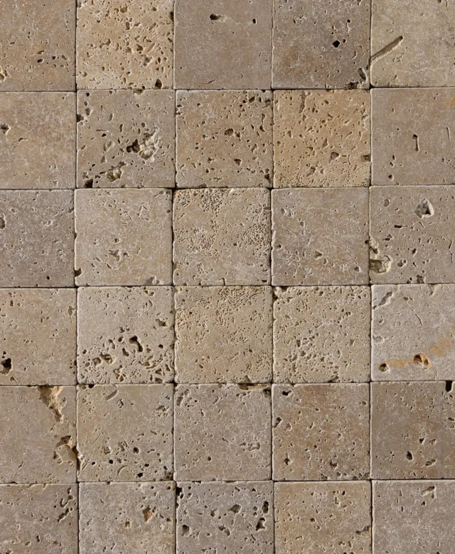 Noce Cross Cut Tumbled Travertin, 10 x 10 x 1 cm